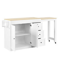 KÜCHENINSEL 112-186,8/45/93 cm aus MDF mit ausziehbarer Arbeitsplatte Weiß - Weiß, Holzwerkstoff (130/93/45cm) - Modenvie