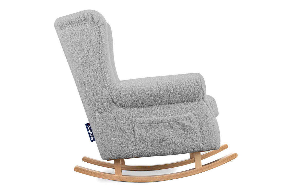 SCHAUKELSESSEL TULES mit Tasche für kleine Gegenstände, grau - Eichefarben/Grau, Eichenholz/Holzwerkstoff (80/105/105cm) - KONSIMO®