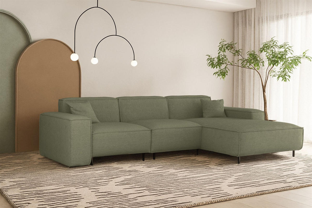 ECKSOFA Gloria In Artico - Grün, Holzwerkstoff/Textil (266/165cm) - Fun Möbel
