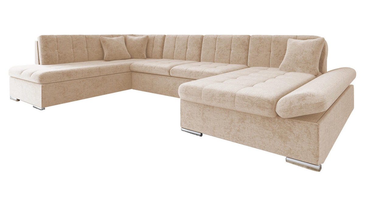 ECKSOFA Bergen, Seite: Rechts - Silberfarben/Sahara, Holz/Textil (345/76/205cm) - MIRJAN24
