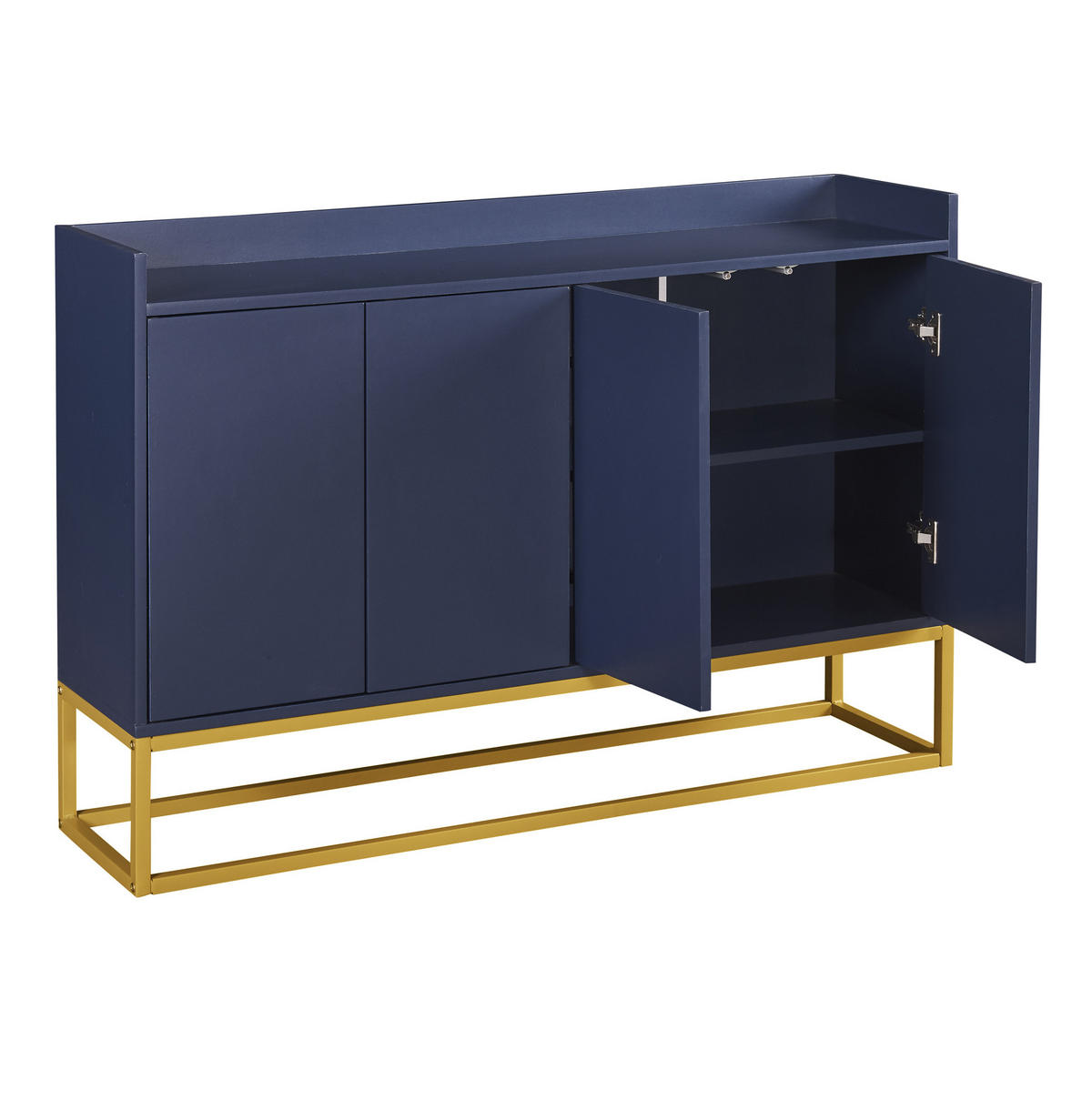 SIDEBOARD 4-türig 120 x 30 x 80 cm Navy mit verstellbaren Einlegeböden - Blau, Holzwerkstoff (120/80/30cm) - Meubliv