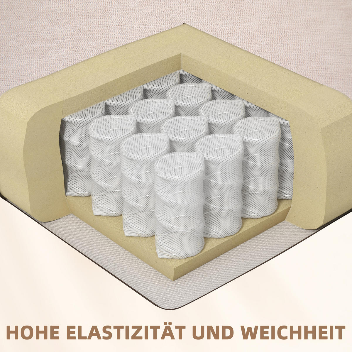 RELAXSESSEL mit Massagefunktion, Elektrisch Fernsehsessel mit Wärmfunktion - Beige/Schwarz, Textil/Metall (90/98/98cm) - HOMCOM