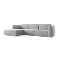 ECKSOFA Links Samt Stoff Grau - Schwarz/Grau, Kunststoff/Textil (170/290cm) - Makamii