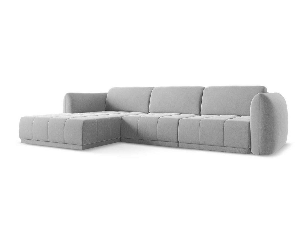 ECKSOFA Links Samt Stoff Grau - Schwarz/Grau, Kunststoff/Textil (170/290cm) - Makamii