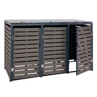 MÜLLTONNENBOX 3er HxBxT 119x205x84cm Anthrazit WPC Metall 109kg - Anthrazit, Metall (205/119/84cm) - PROREGAL