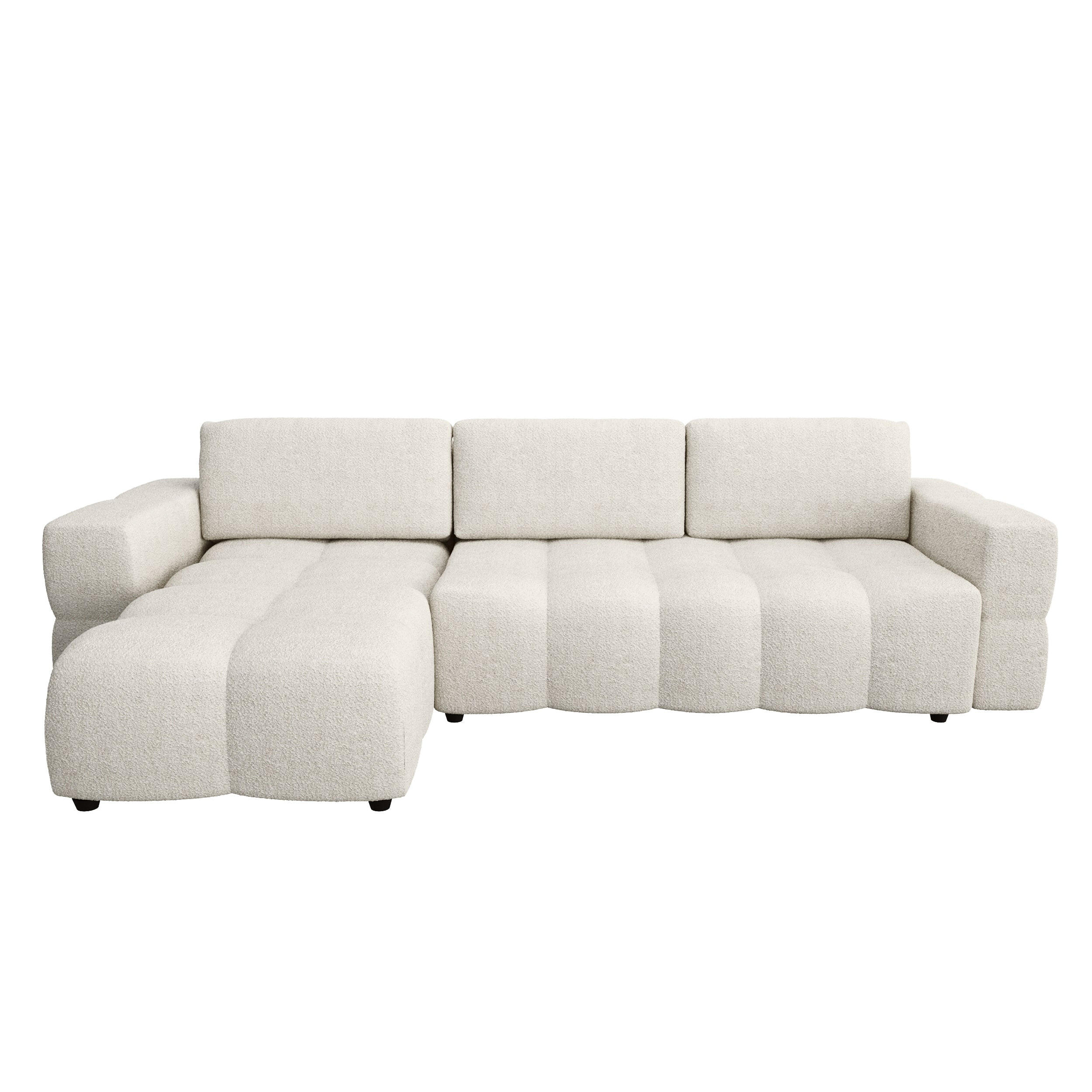 ECKSOFA LINKS Bouclé-Stoff Creme 286cm - Creme, Textil (169/286cm) - Sia Home