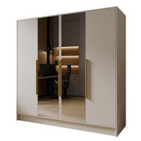 SCHRANK Kaschmir LUSO Mit Spiegel Und Goldenen Griffen 200 g - Kaschmir/Beige, Holzwerkstoff (200/200/51cm) - Sepro Meble