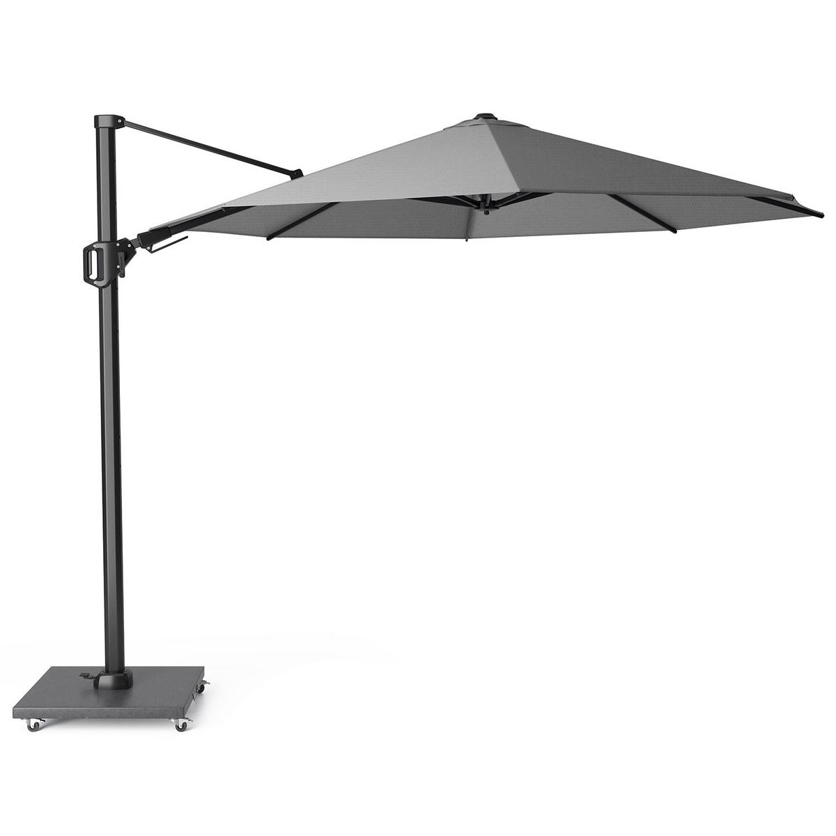 AMPELSCHIRM rund 3.5 m Challenger T² Premium 360° kippbar grau/anthrazit - Grau, Metall (350/350cm) - Platinum