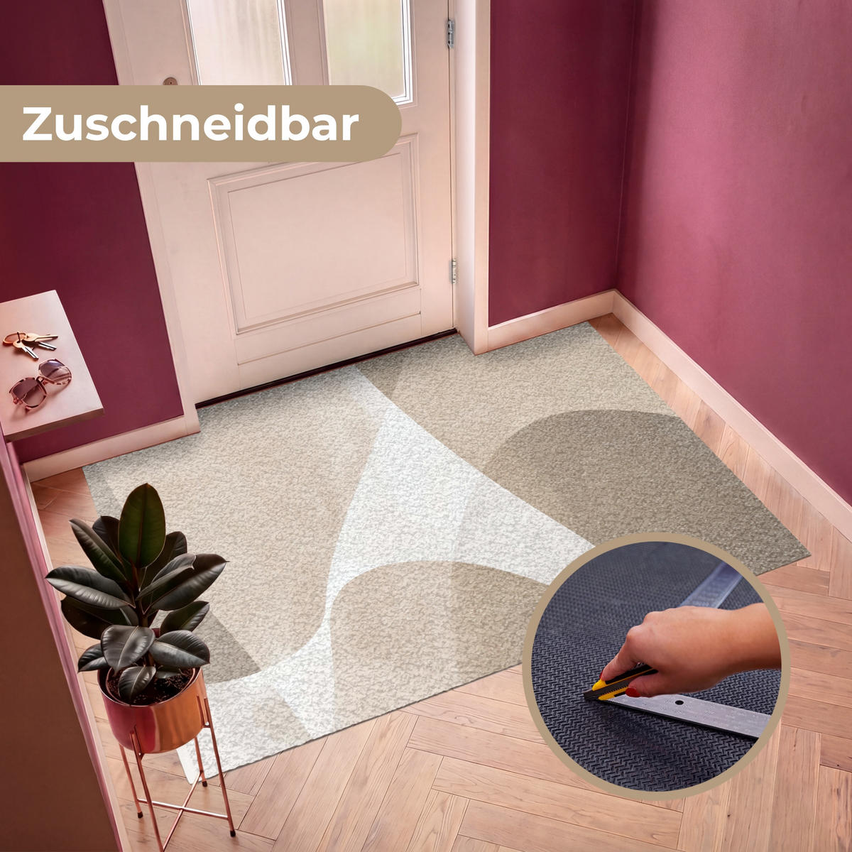 FUSSMATTE Glatte Oberflächen - Harmonisch - Wellenförmig Schmutzfangmatte 180x120 cm - Beige, Kunststoff (180/120cm) - MuchoWow