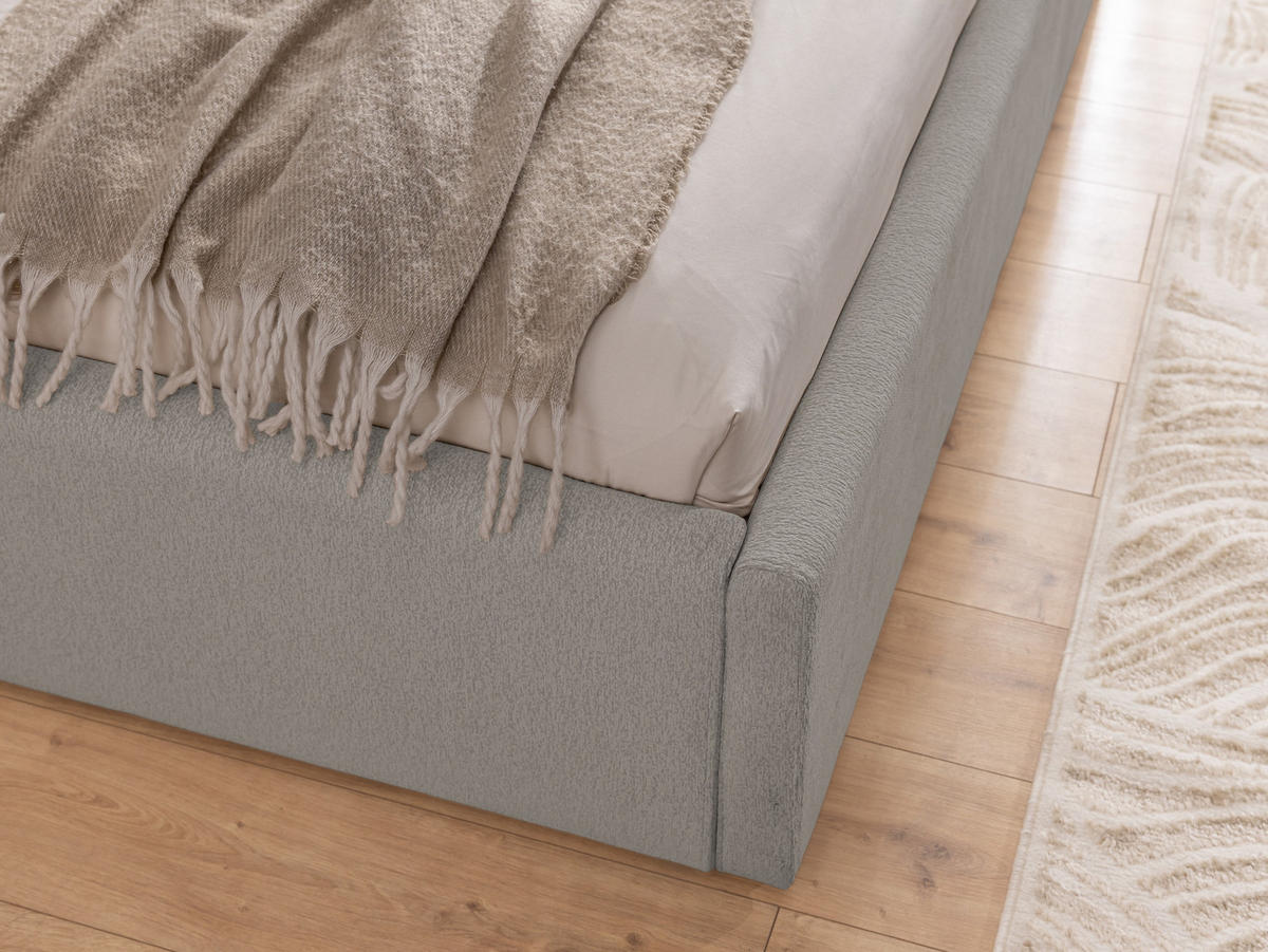 POLSTERBETT 200/200 cm Josy im Designer-Look mit Bettkasten und Lattenrost aus Grau Chenille-Stoff - Schwarz/Grau, Holz/Kunststoff (200/200cm) - S-Style Möbel