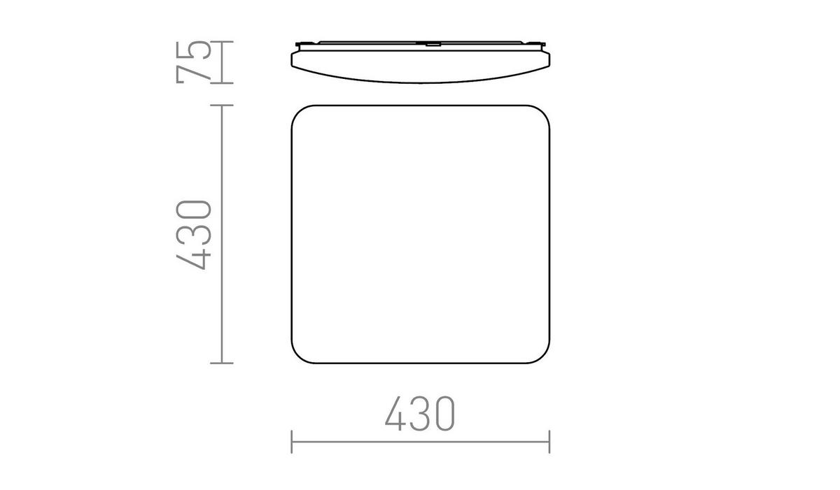 DECKENLEUCHTE SEMPRE SQ 43 Sensor- milchfarbenes Acryl 36 W - Transparent, Kunststoff (43/43/75cm) - Rendl