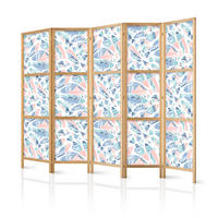 PARAVENT Japanischer 5-tlg 225x172 cm Bunte Fische - Blau, Holz/Textil (225/172/3cm) - Muralo