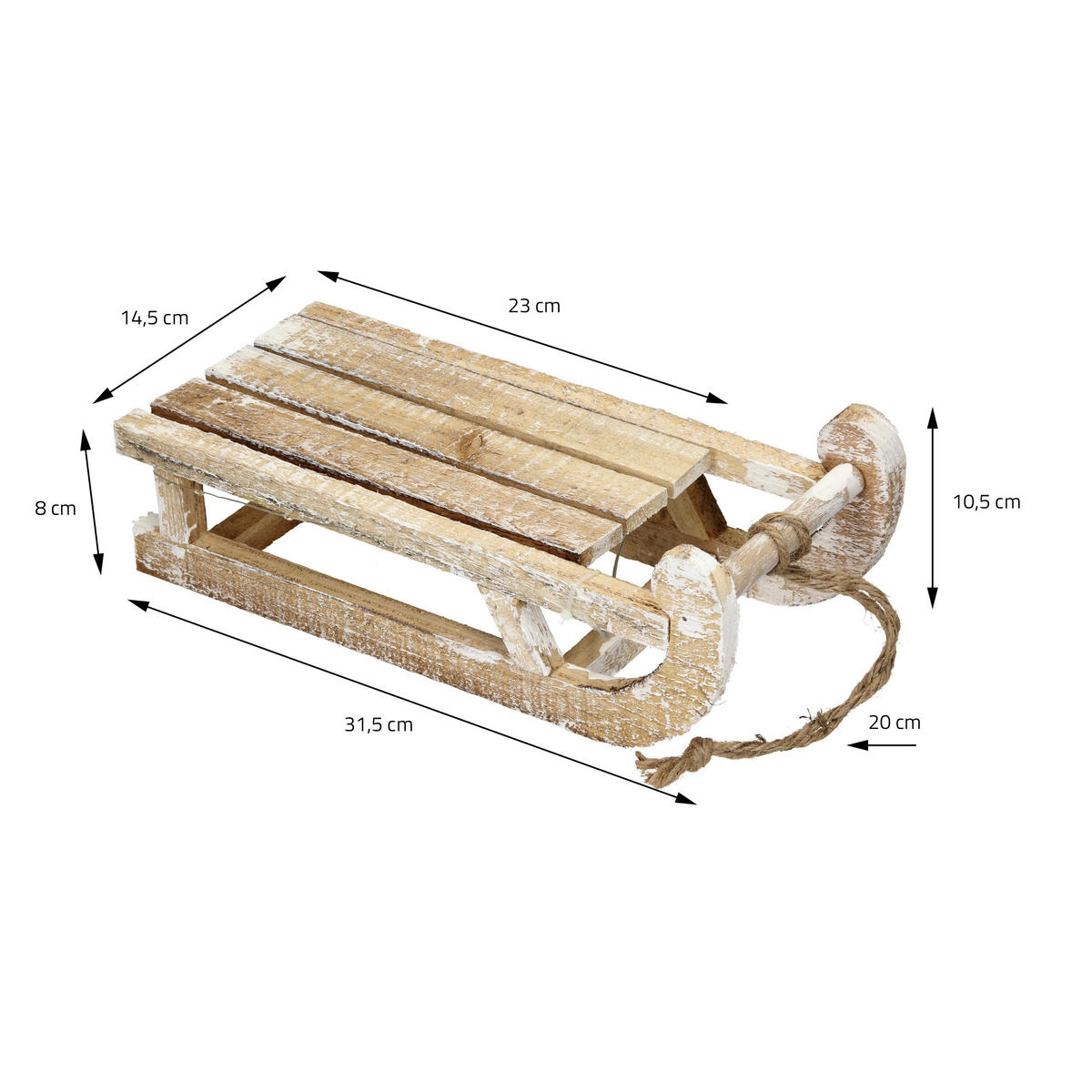 WEIHNACHTSSCHLITTEN 31,5 cm aus Holz Braun mit 25 LED - Braun, Holz (14.5/10.5/31.5cm) - ECD-Germany