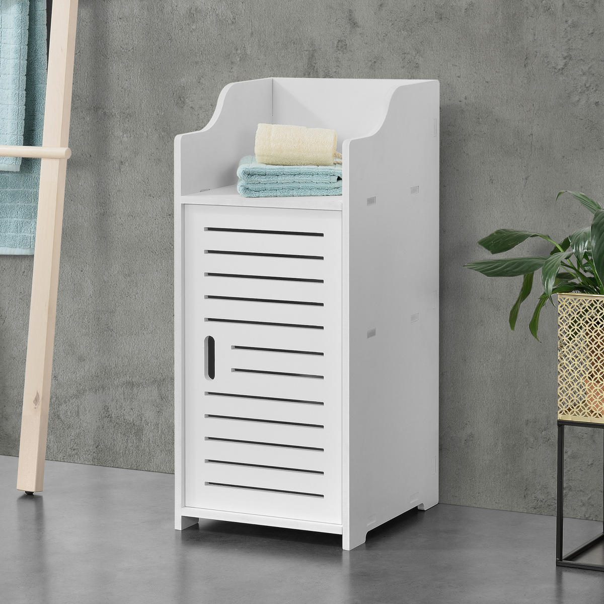 BADEZIMMERSCHRANK Svanvik - Weiß, Kunststoff (32/72/32cm) - [en.casa]