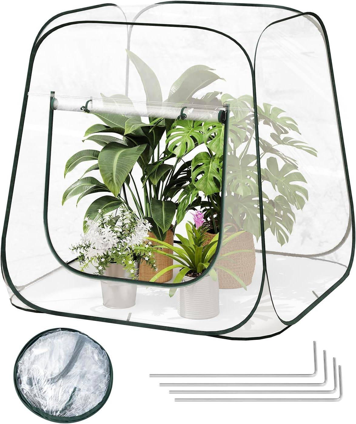 Woltu Gewächshaus,Pop-Up Transparent 100x97x100 cm