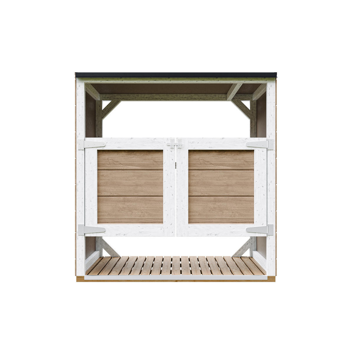 MÜLLTONNENBOX 2er 240L, M980A-TERRA BROWN, aus wetterfestem LP Smartside Holz - Braun, Holz (153/159/75cm) - Timbela