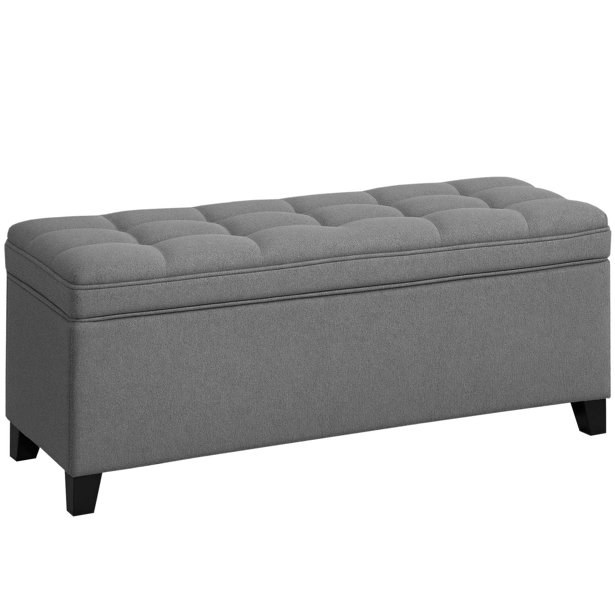 POLYESTEROVÁ lavice, tmavě šedá - tmavě šedá, kompozitní dřevo/textil (40/48/120cm) - HOMCOM