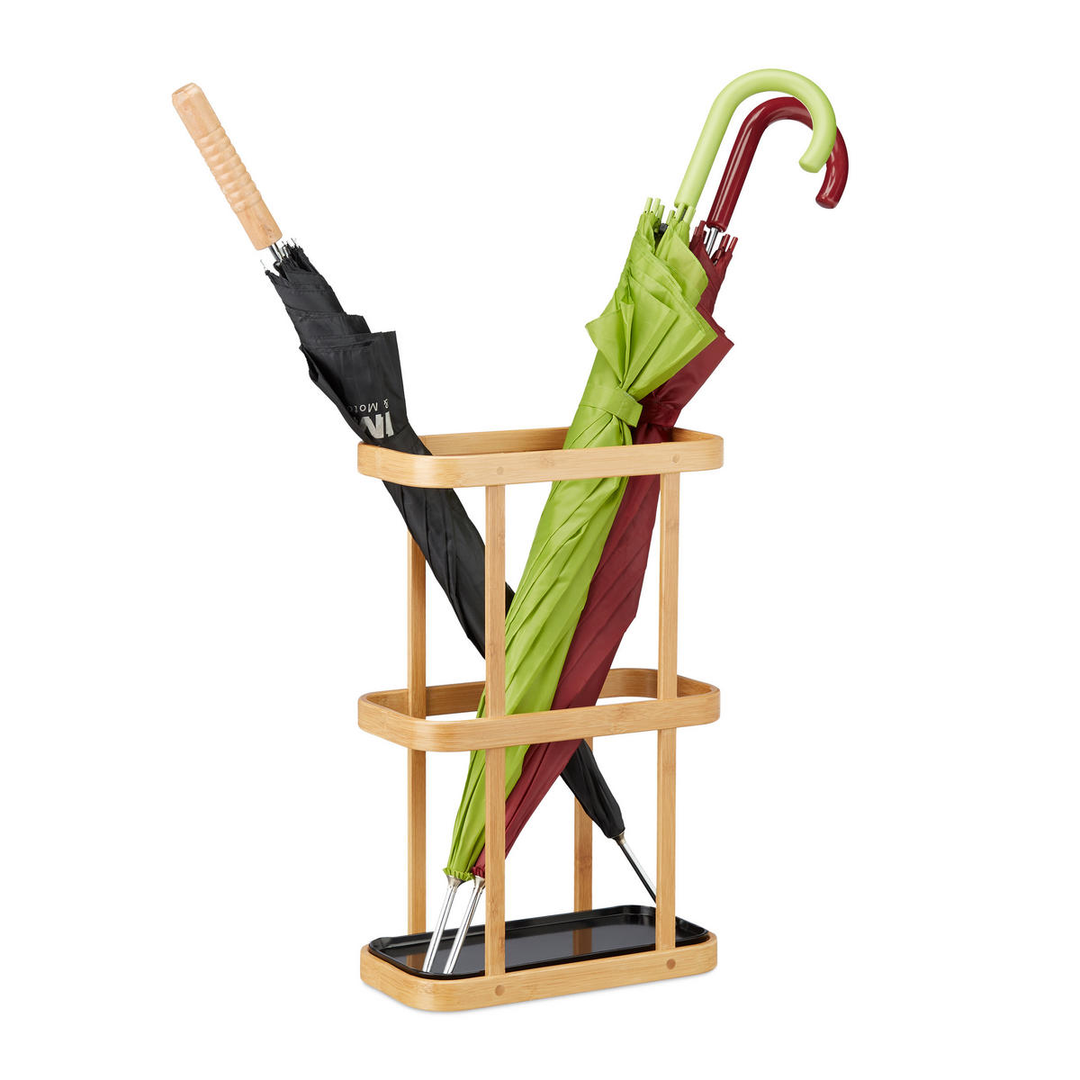 SCHIRMSTÄNDER - Hellbraun, Holz/Metall (29.5/45/15cm) - Relaxdays