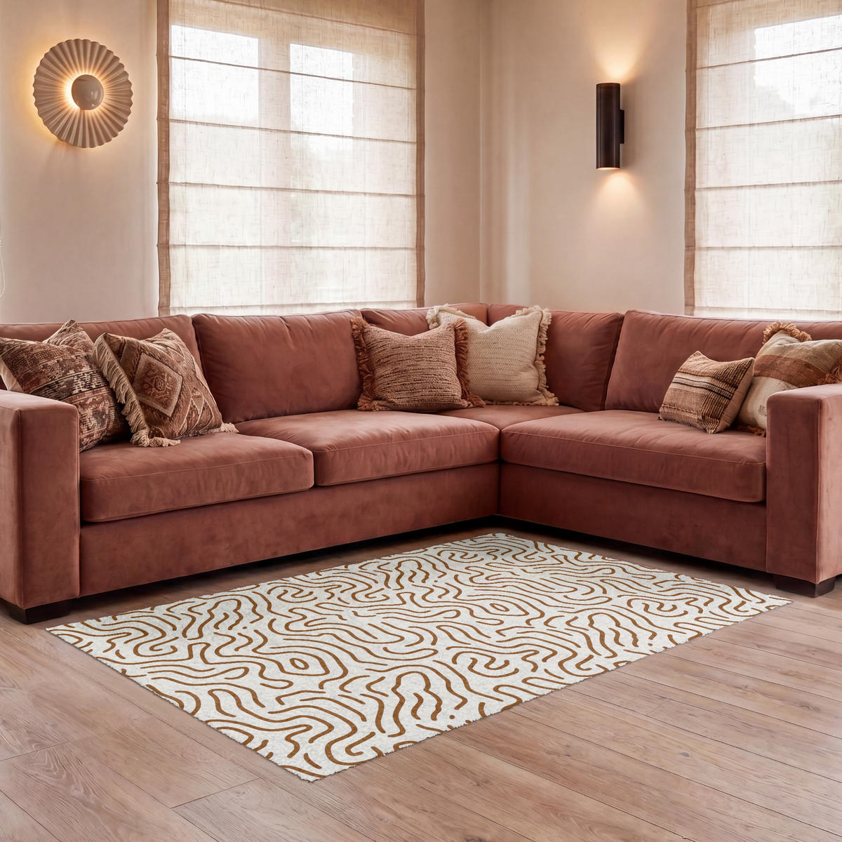 KOBERCE - Minimalistický - Vzor - Terakota - 150x90 cm - hnedá, textil/plast (150/0.4cm) - OnlyWow