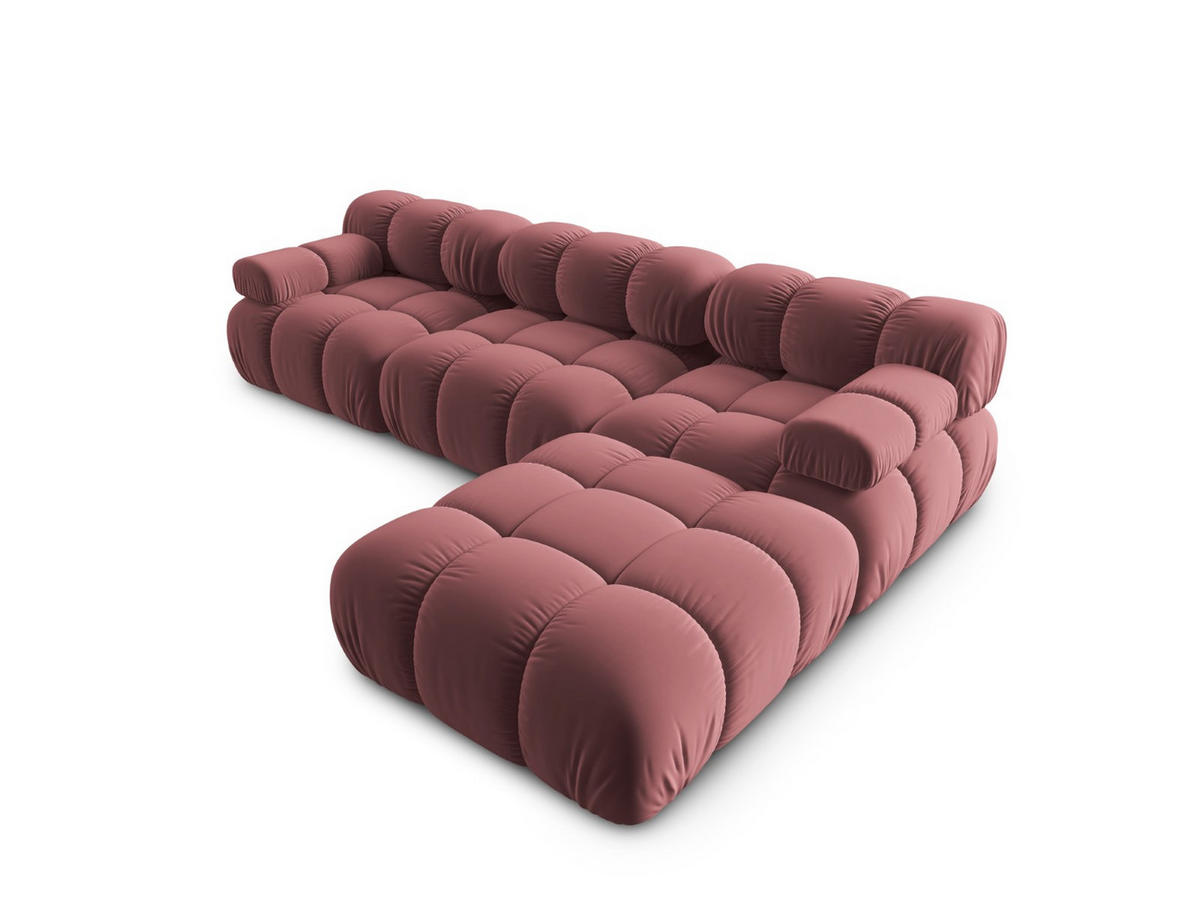 MODULARES-SOFA Bellis aus Samt rosa 4 Sitzplätze - Pink, Textil (188/63/282cm) - Micadoni