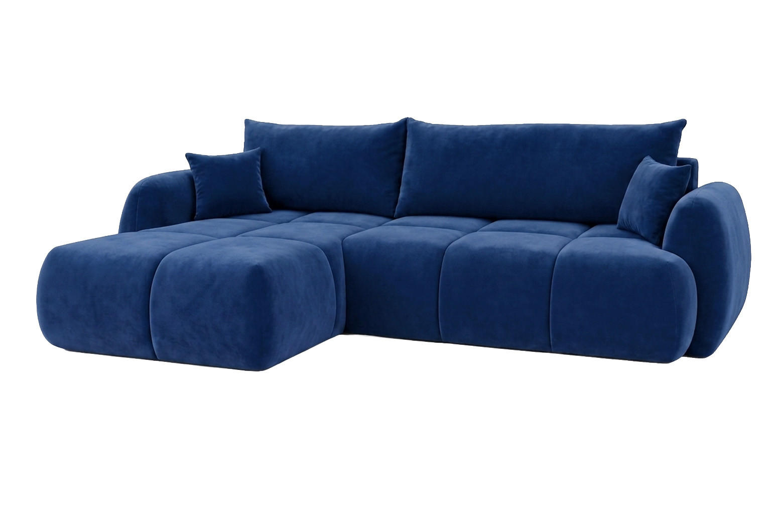 ECKSOFA Mit Schlaffunktion Und Bettkasten, Veloursstoff Bluvel, Tintenblau, Links, COCO - Blau, Holz (275/180cm) - Kaiser Möbel