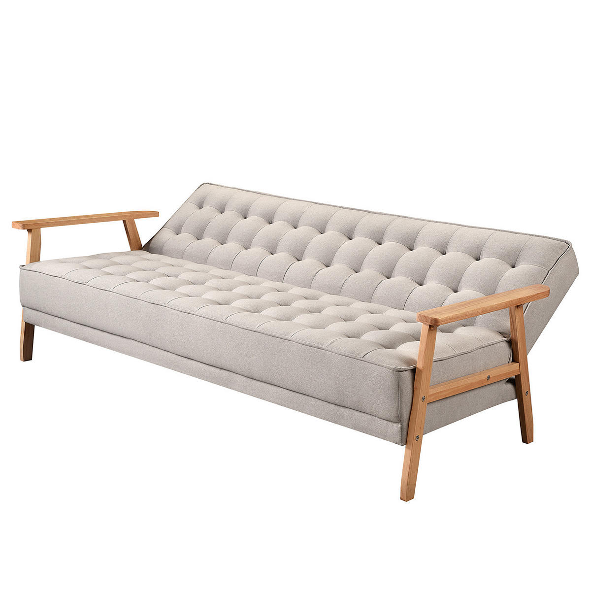 SCHLAFSOFA - Grau, Birkenholz/Textil (204/85/86cm) - home24