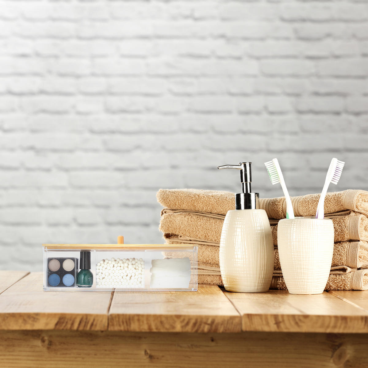 MAKE-UP-ORGANIZER - Multicolor, Holz/Kunststoff (23/7.5/9.5cm) - Relaxdays