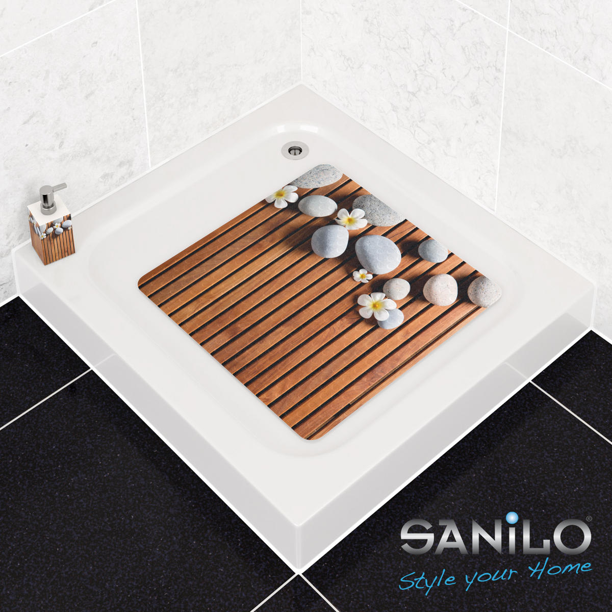 BADEMATTE Zentara - Braun, Kunststoff (53/53cm) - Sanilo