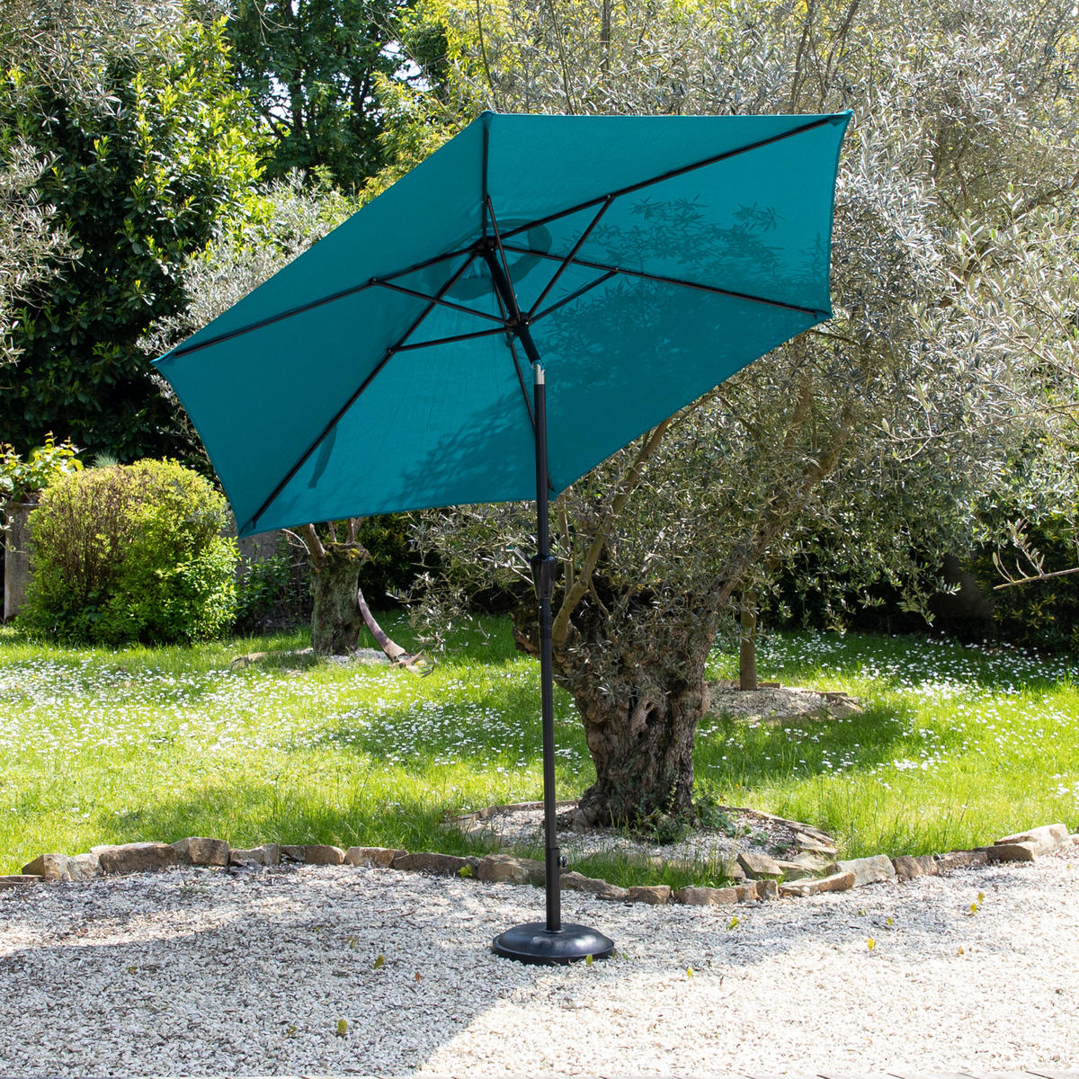 SONNENSCHIRM Hapuna Blau Ø 2,70 m - Blau, Textil (270/270cm) - Happy Garden