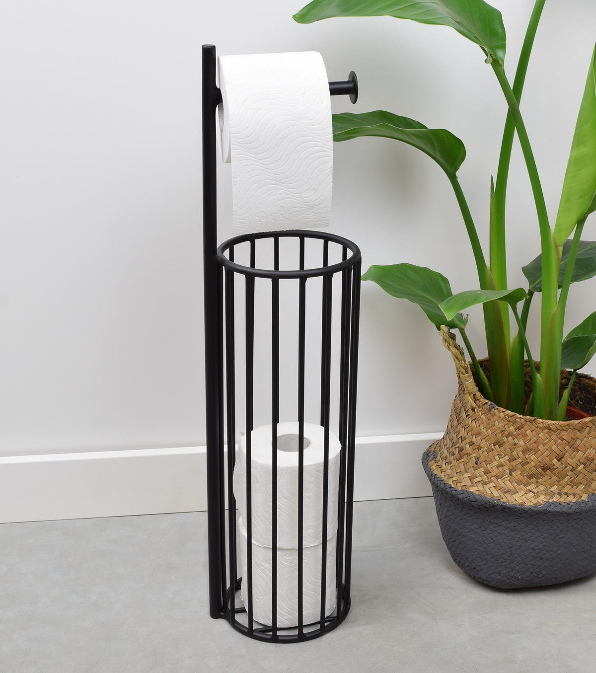TOILETTENPAPIERHALTER Wiro Schwarz - Schwarz, Metall (14/60/14cm) - LOFT42