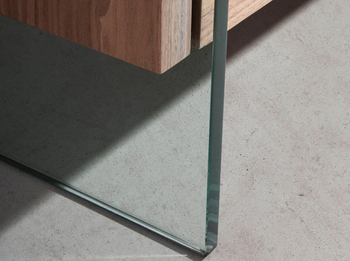 TV-ELEMENT Glas Walnuss 188/45/39 cm - Transparent/Walnussfarben, Glas/Holz (188/39/45cm) - ANGEL CERDA