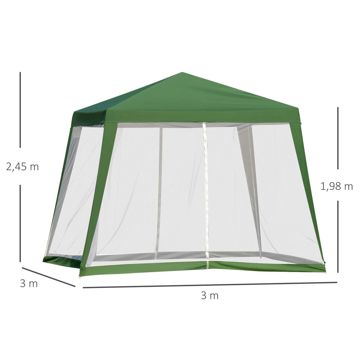 GARTENPAVILLON Metall+Polyester Grün - Grün, Kunststoff/Metall (300/245/300cm) - Outsunny