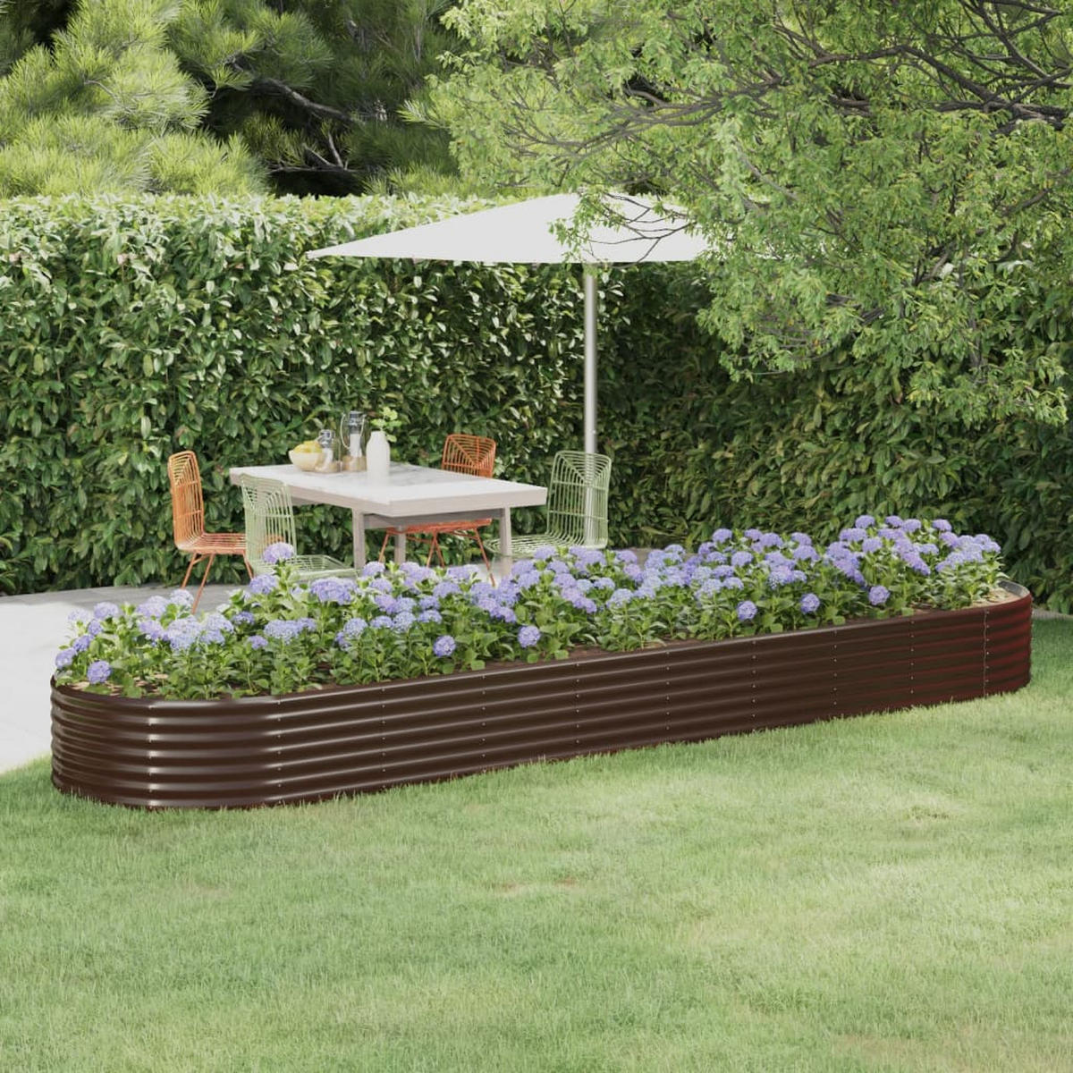 HOCHBEET Verzinkter Stahl 396x100x36 cm Braun - Braun, Metall (100/36/396cm) - furnicato