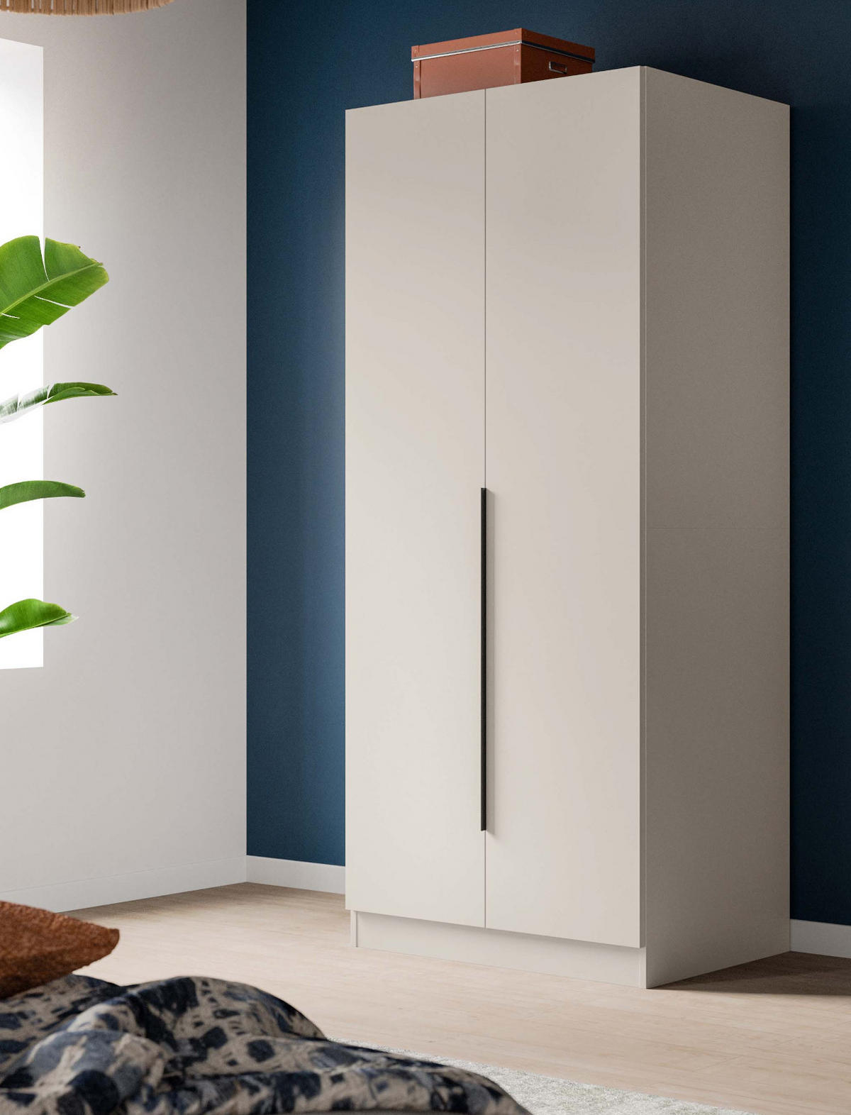 KLEIDERSCHRANK kaschmir 80 x 181 cm, Drehtürenschrank 2-türig - Kaschmir/Schwarz, Holzwerkstoff/Kunststoff (80/181/52cm) - Inn.Furn