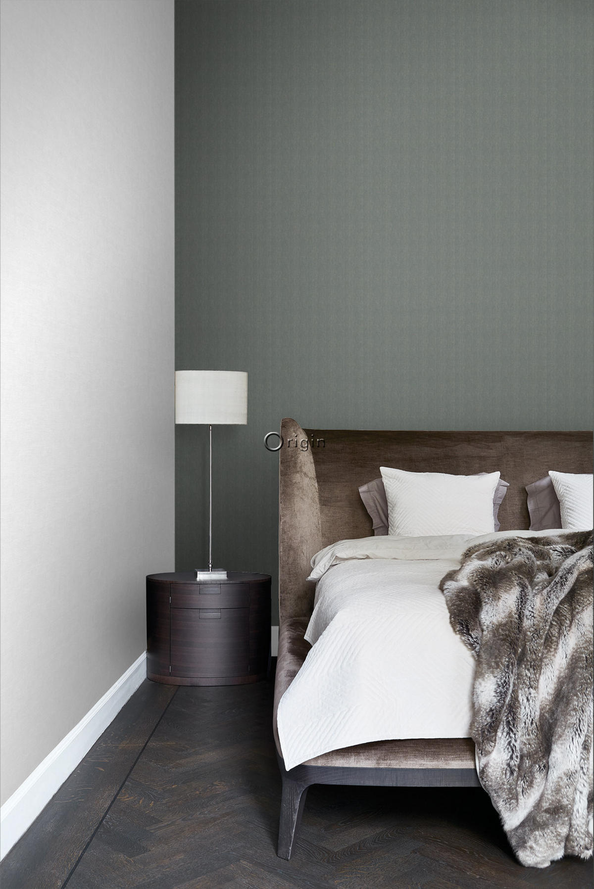 TAPETE Fischgrätmuster 53 cm x 10.05 m - Grau, Papier (53/1000cm) - Origin Wallcoverings