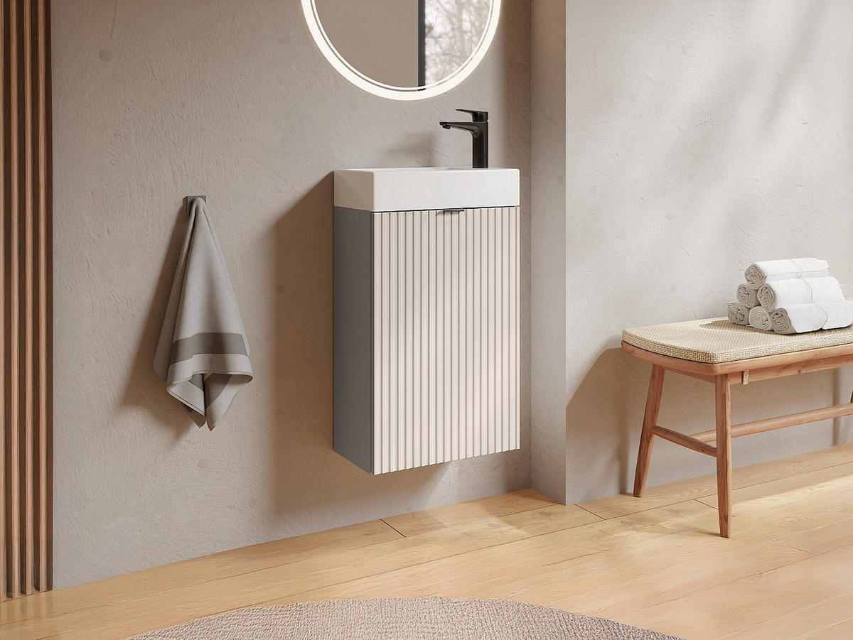 MÖBEL-HANDWASCHBECKEN - 40 cm x 22 cm - holz - beige Vahira - Beige, Holz (40/60/22cm) - Vente-Unique
