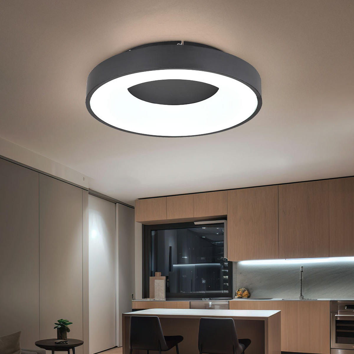 LED DECKENLEUCHTE Metall Schwarz - Schwarz, Metall (40/40/10cm) - Globo Lighting