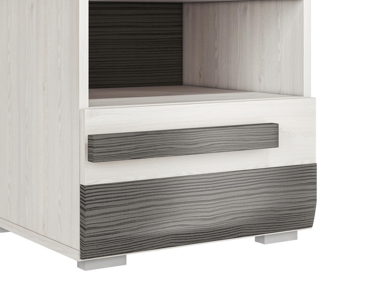 NACHTKONSOLE Blanco Pinie weiß / grau 46 / 42 / 45cm - Weiß, Holz/Holzwerkstoff (46/45/42cm) - Feldmann-Wohnen