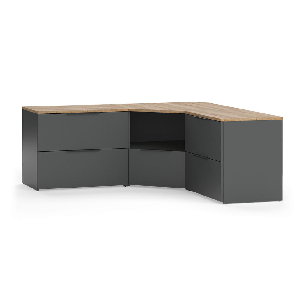 WOHNWAND Wido Anthrazit/Sonoma 3 Teile - Anthrazit/Sonoma Eiche, Holzwerkstoff (68/50/68cm) - Vicco