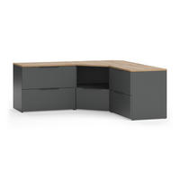 WOHNWAND Wido Anthrazit/Sonoma 3 Teile - Anthrazit/Sonoma Eiche, Holzwerkstoff (68/50/68cm) - Vicco