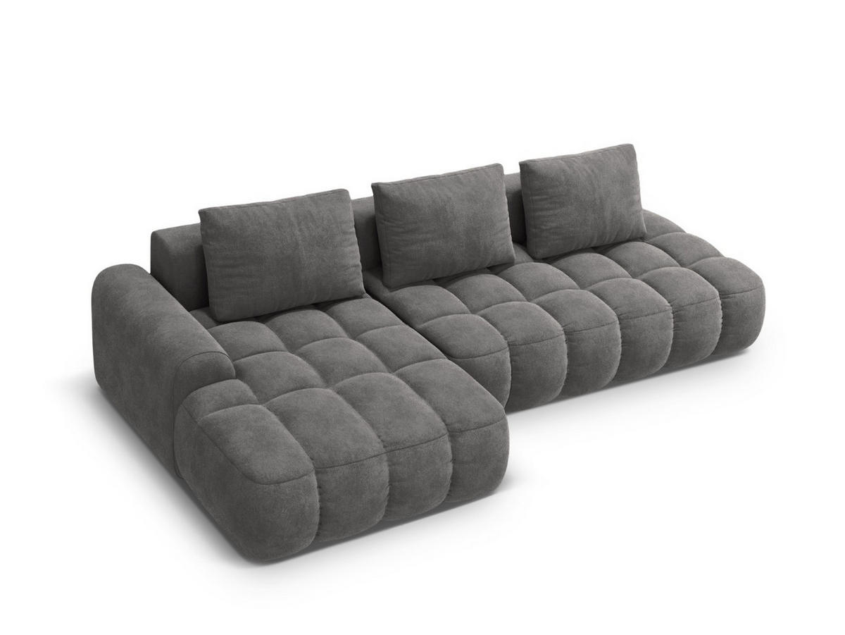 AUSKLAPPBARES-ECKSOFA links mit Container Linz aus Samt grau 3 Sitzplätze - Grau, Textil (142/275cm) - Cosmopolitan Design