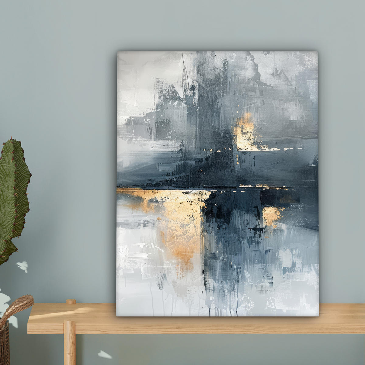 LEINWANDBILD Kunst - Grau - Gold - Abstrakt 30x40 cm - Dunkelgrau, Textil (30/40cm) - MuchoWow