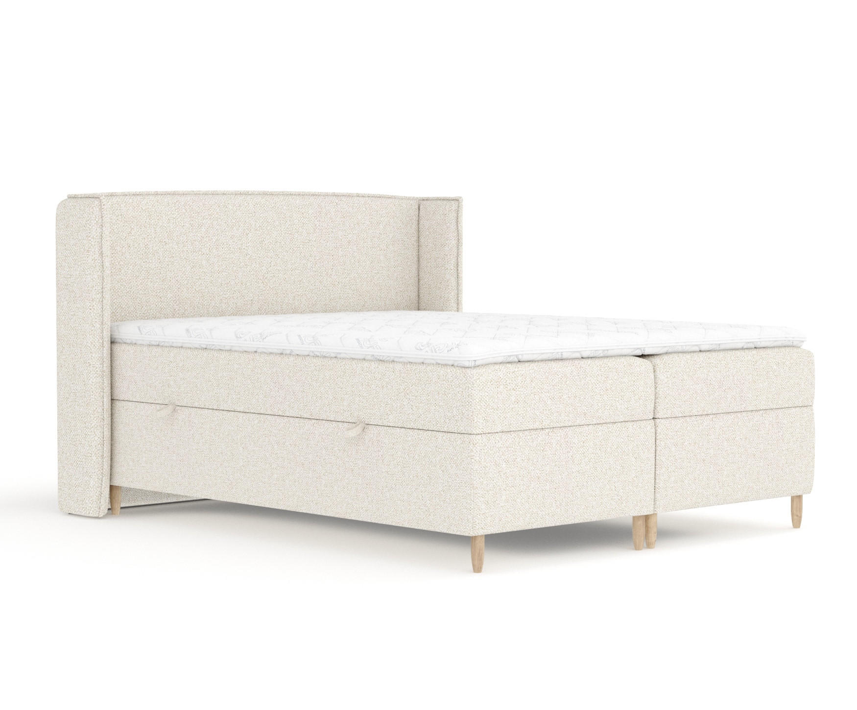 BOXSPRINGBETT Segni Creme 160/200 cm mit Matratze und Topper - Creme/Naturfarben, Holz/Holzwerkstoff (160/200cm) - Maison de Reve