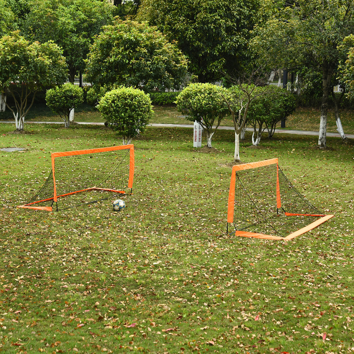 FUSSBALLTOR DE-10567 Set, 183x90x90 cm mit Tragetasche Orange - Orange, Metall (90/183cm) - ComfortXL
