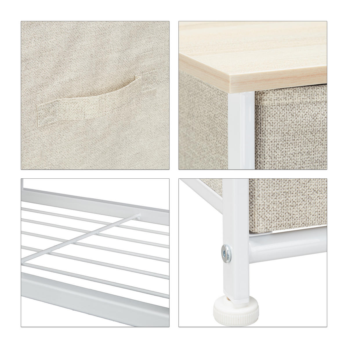 SCHUBLADENBOX - Creme, Textil/Metall (84/76/29cm) - Relaxdays