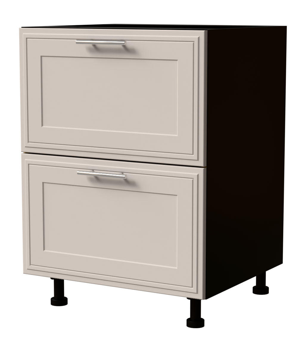 SCHUBLADENUNTERSCHRANK Salo D2/60 Schwarz / Kaschmir Matt 60 / 50 / 82cm - REJS Vollauszug - Kaschmir/Schwarz, Holz/Holzwerkstoff (60/82/50cm) - Feldmann-Wohnen
