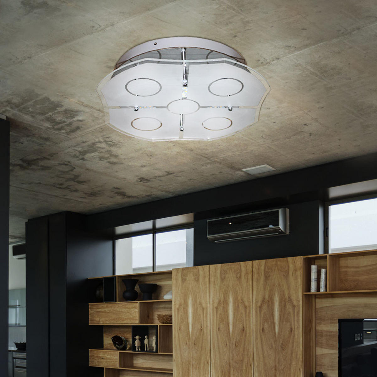 LED DECKENLEUCHTE VARESE Metall Silber - Silberfarben, Glas (27/27/8cm)