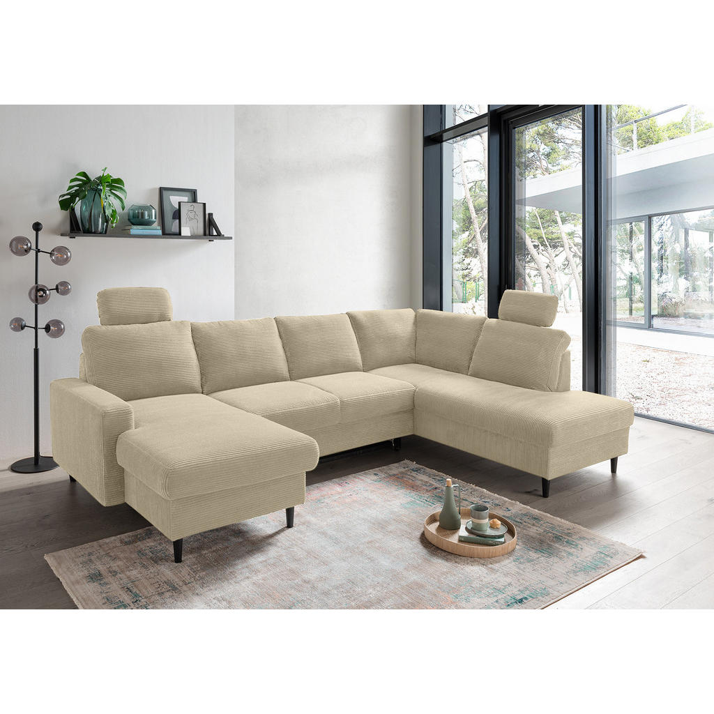 Thumbnail - luma-home Wohnlandschaft, Greige, Textil, 5-Sitzer, Füllung: Polyurethan (Pur), U-Form,Rechteckig, 305x88x200 cm, Wohnzi...