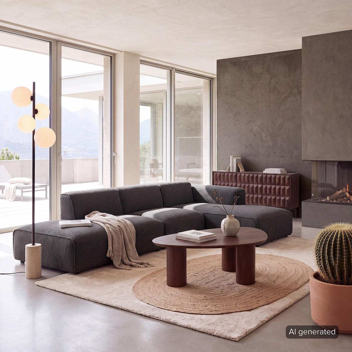 ECKSOFA mit Chaiselongue - Anthrazit/Schwarz, Kunststoff/Textil (290/173cm) - home24