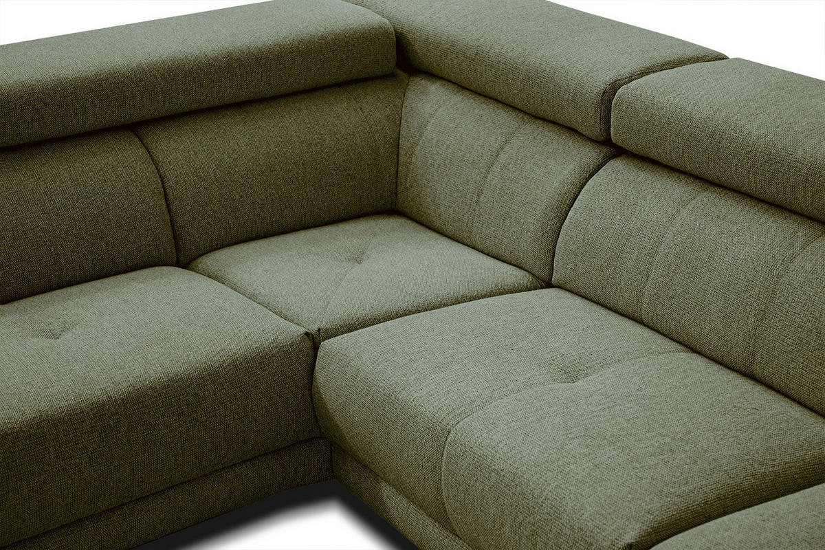 ECKSOFA MORELLO 5-Sitzer, olivgrün - Schwarz/Olivgrün, Holzwerkstoff/Textil (158/269cm) - Courtois Laville